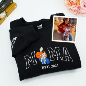 Custom Embroidered Mama Portrait Hoodie with Kids - Personalized Mother's Day Gift