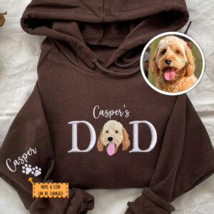 Custom Embroidered Pet Dad Hoodie with Pet Name - Personalized Dog Father Gift