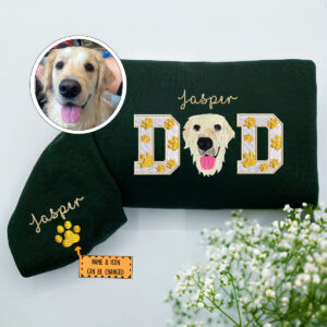 Custom Embroidered Pet Dad Sweatshirt with Pet Photo - Personalized Dog Father Gift
