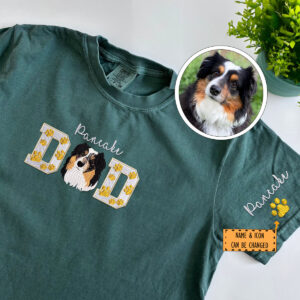 Custom Embroidered Pet Dad T-Shirt with Pet Photo - Personalized Dog Father Gift