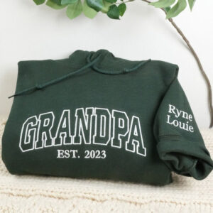 Custom Embroidered Grandpa Hoodie with Kids Names & Est Year - Father's Day Gift