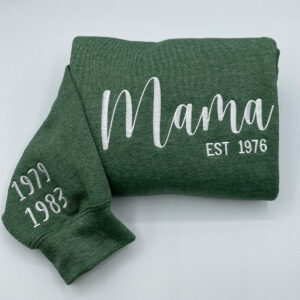 Custom Embroidered Mom Hoodie with Kids Names on Sleeve - Mother's Day Gift