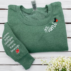 Custom Embroidered Mimi Neckline Sweatshirt with Grandkids Names - Grandmother Gift