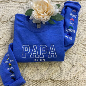 Custom Embroidered Papa Hoodie with Kids Names - Father's Day Gift