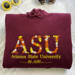 Custom Embroidered University Hoodie with Floral Letter - Personalized College Gift