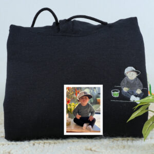 Custom Embroidered Grandson Portrait Hoodie - Personalized Grandson Gift