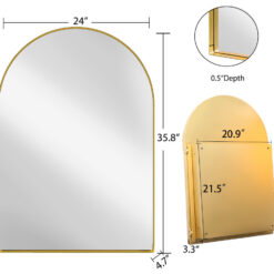 GDF Studio 24"x36" Arched Metal Recessed/Surface Mount Medicine Cabinet, Gold