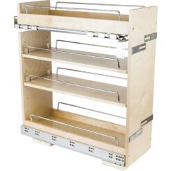 8 Inch "No Wiggle" Base Cabinet Pull Out Organizer Shelves with Concealed Soft Close Slides - For 9" Wide Base Cabinets